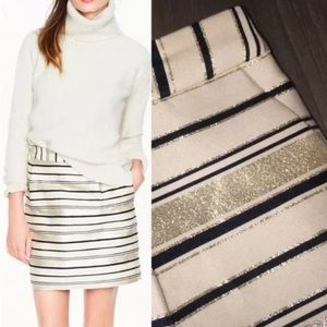 J. Crew Gold Metallic Striped Skirt